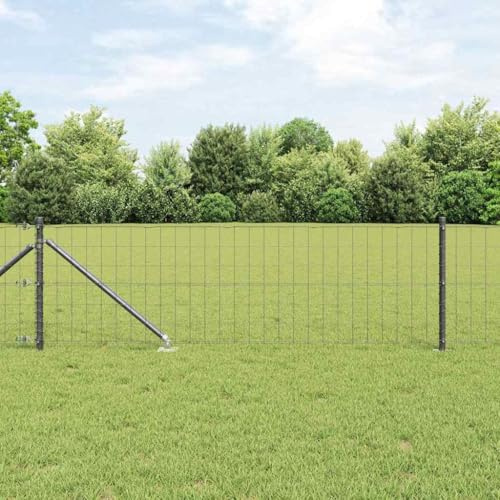 Recinzione a bastoncini, recinzione con palo grigio 0,8 x 10 m in acciaio per giardino, recinzione di sicurezza