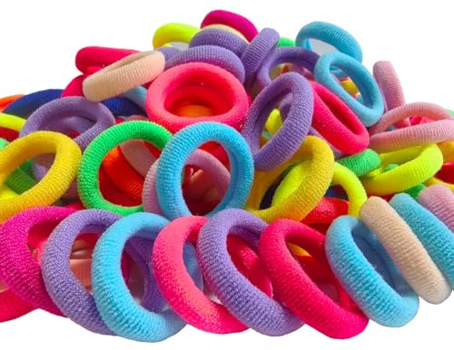 Lintopos 210 PCS Baby Hair Ties, 200 Small and 10 Large Soft Seamless Hair Bands for Girls Rubber Elastic Ponytail Holders (Multicolour)