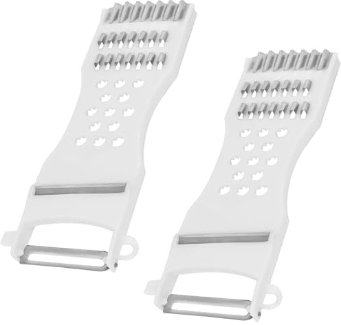 2 Pezzi Pelapatate professionale per Asparagi, Frutta, Pela Patate e Verdure Pelaverdure largo acciaio inox, manico in lega di zinco, pela verdure