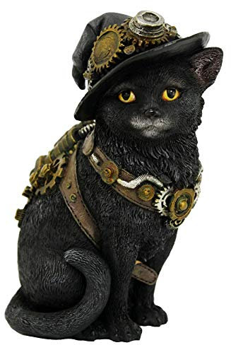 Nemesis Now D3893K8 Uhrwerk Kitty 16,5 cm Figur, Kunstharz, Schwarz