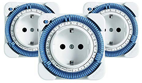 Theben 0260030 theben-Timer 26 - analoge Zeitschaltuhr, Steckdosen-Schaltuhr, Zeitprogrammstecker, weiß, bis zu 400 W LED Schaltleistung, (3er Pack theben-Timer 26)