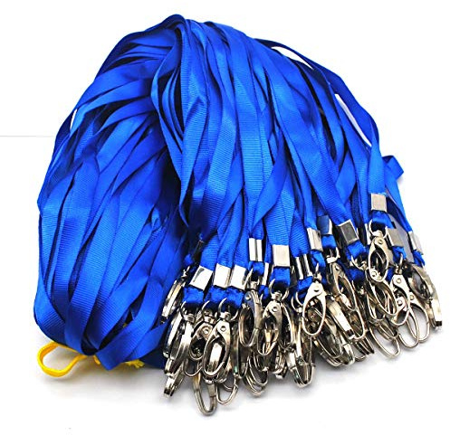 Strap Lanière,30 Pack Laniere Bleu Tour de Cou Employés Lanyards avec Métal Pince pour Porte-badge Cartes d'identité Porte-clés Conférences Événements Bureau d'exposition Bleu
