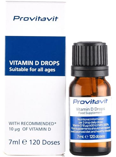 Provitavit Vitamin D Drops for Babies and Adults – 400 IU, 120 Doses / 4-Month Supply, for Baby, Infant, Child and Adult Sugar-Free, Vegetarian, Halal, UK Made.