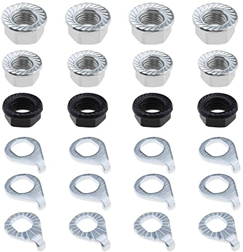 24pcs Écrou d'essieu Roue de Vélo et Kit de Rondelle Sécurité M10 M9.5 M8 Moyeu de Vélo Écrou d'essieu à Bride pour VTT Vélo de Route Avant et Arrière Essieu Roue de Vélo