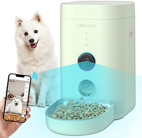 JQTOP Alimentador automático para gatos con cámara, video HD 1080P con visión nocturna, dispensador de comida para gatos WiFi con audio de 2 vías, sensor de bloqueo y alimentos bajos, alertas de