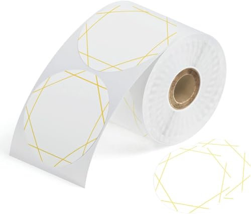 Itari 2×2 Thermo Etiketten - Etiketten selbstklebend (50mm x 50mm), Thermopapier mit Perforation für Etikettendrucker, Kompatibel mit eBay, FedEx, DHL, 500 Etiketten, goldene Linie