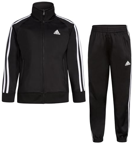 adidas Tricot Tracksuit Jacket Jogger Pant Set, Classic Black, 5 Children and Youth, Classic Black, 5