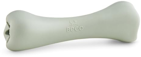 Beco Dog Toy - Dog Chew Bone with Treat Hole, Enrichment Toy for Dogs, Natural Rubber - Green