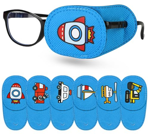 6 Pezzi Benda Occhio Pigro Bambini, Eye Patch Coprente per occhio pigro ambliopia,Patch Occhio per Occhiali Benda per occhio per Occhiali Che Curano Ambliopia