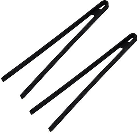 Bezavea 2pcs Food Tongs, 29cm Silicone Cooking Tongs, Black Silicone Tweezers, Professional Kitchen Tweezers, Non-Stick Barbecue Tongs for Meat, Frying, Salad and Serving