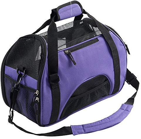 Pet Carrier Bag AVC Portable Soft Fabric Folding Travel bag for Dog, Cat, Puppy Foldable Pet Bag (Purple)