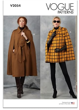 Vogue Patterns Paper Pattern V2054A Misses' Capes and Belt A (XS-S-M-L-XL-XXL)