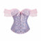 ASFWAGQ Corset pour femme, sans bretelles, style vintage, bustier, corset de mariée, avec manches en dentelle, lilas, S