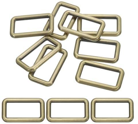 PATIKIL Anillos Rectangulares de Metal Plano 3/4 / 19mm, 8 Piezas Hebilla de Anillo Cuadrado para Correa de Tejido para Hacer Cinturones de Cuero Bolsas DIY Bolso Bronce