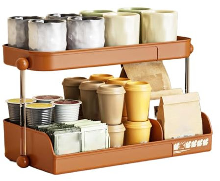 Nuytghr Cup Holder, Coffee Mug Holder, Coffee Bar Accessories, Coffee Mug Shelf, 2-Tier Mug Rack, Tea Cup Holder, Coffee Cup Rack, Coffee Bar Organizer Rack for Countertop Storage of Mugs and Cups