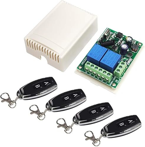QIACHIP Interruptor de radio 220/230 V mando a distancia RF 433 MHz 10 A receptor inalámbrico 4 canales para motores, persianas y bombas