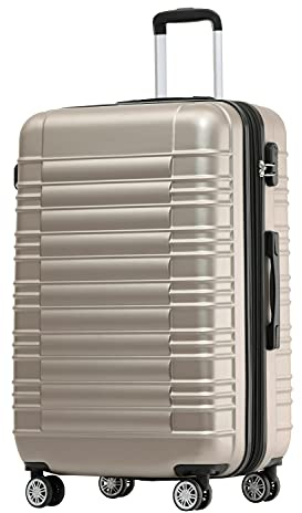 BEIBYE Reisekoffer 2088 Hartschalekoffer Gepäck Koffer Trolley Größe L in 14 Farben (Champagner)