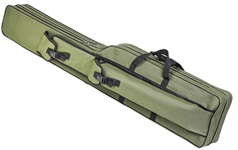 BESPORTBLE Tragbare Angelrutentasche Angelgerätetasche 2 Fächer 4 Seitentaschen Robuste Tasche Für Angelausrüstung Im Freien Angelrutenträger Sicherheitsschnalle Reißverschluss Grün