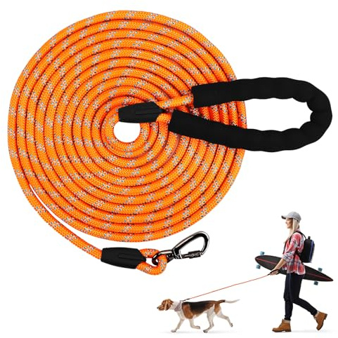 Hundeleine Biothane Schleppleine 5m Leine Hund für Kleine Mittlere Große Hunde Leicht Katzenleine Laufleine Hausleine für Hunde Führleine Hund mit Gepolsterten Griff und Karabiner Lange Dog Leash