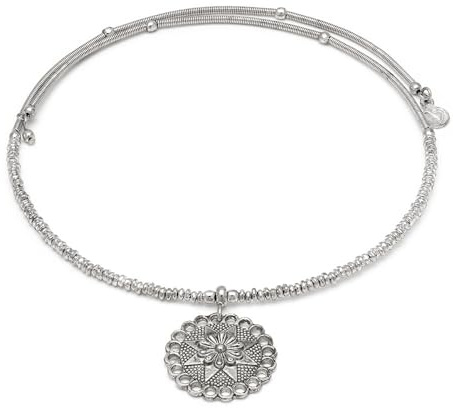 VLNET® | Vestopazzo collana girocollo placca fiore/stella placcato in argento | Modello a molla regolabile | Placcatura 100% artigianale | Nickel tested.