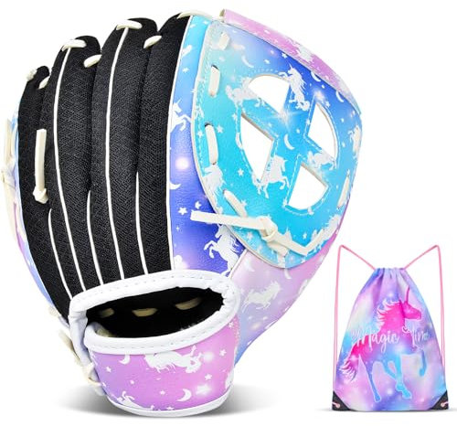 OlyPegic Baseballhandschuh für Kinder - Premium Synthetikleder mit Einlauf-Technologie | Verstärkte PU-Handfläche | Atmungsaktives Mesh-Rücken | Luxus-Plüschfutter | Für Tee Ball & Jugendliga