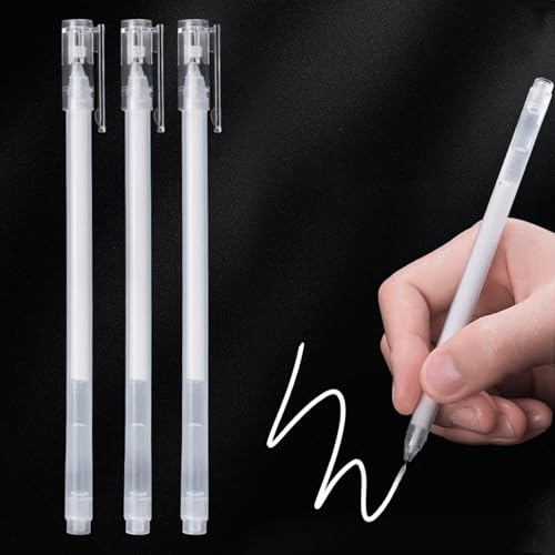 Canollo Weißer Gelstifte für Highlights 3 Stück, 0,5mm Strichstärke, Wasserfest Weißer Stift, Gelstifte Weiß, Traschnell Trocknend Gelstift Weiß Set für Zeichnungen, Hervorhebungen und Schreiben