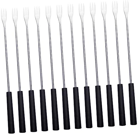 STOBAZA 12 Pièces Fourchettes à Fondue Acier Inoxydable avec Poignée Ustensiles pour Chocolat Fromage et Fruits pour Barbecue et Repas Famille