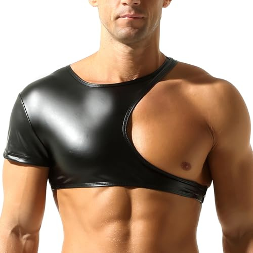 DTODWW Mens Faux Leather Hooded Vest Sleeveless Tops-Activewear Tank Tops Muscle Slim Fit Shirt for Men