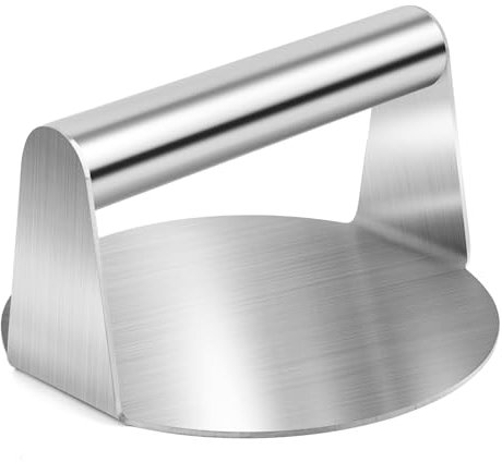 Pressa Per Hamburger Smash Burger In Acciaio Inox 14cm , Rotonda Stampo Kit Attrezzo Per Bistecche Grillades Barbecue Padella