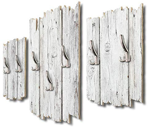 Kreative Feder 3-teilige Designer Wandgarderobe Holzoptik weiß - Flurgarderobe Wandpaneele 95x60cm aus MDF (Holzoptik weiß)