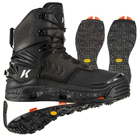 KORKERS River Ops w/Vibram & Studded Vibram Soles, Color: Black/Cool Grey, Size: 12 (FB5325-12)