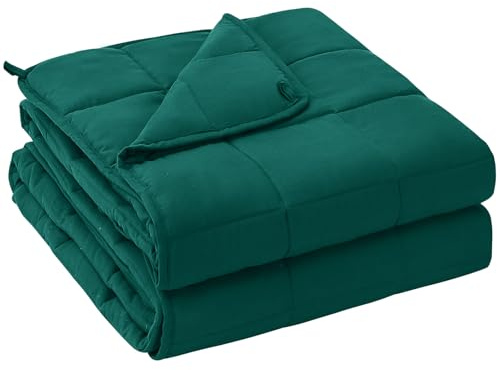 yescool Weighted Blanket for Adults (20 lbs, 60” x 80”, Dark Green) Cooling Heavy Blanket for Sleeping Perfect for 190-210 lbs, Queen Size Breathable Blanket with Premium Glass Bead, Machine Washable