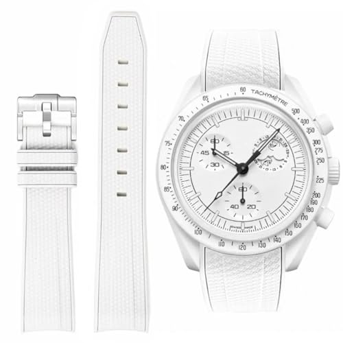 HEYOZURY Uhrenarmbandfür 20mm Omega x Swatch MoonSwatch Rolex Watch Silikon Männer mit Edelstahl Faltschließe Ersatz Armband Original Armband Omega x Swatch MoonSwatch Speedmaster