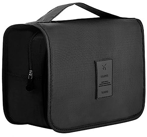Travel Toiletry Bag, Hanging Toiletries Wash Bag Makeup Cosmetic Organizer Bags for Women Girls Kids Waterproof Foldable (Black 1)