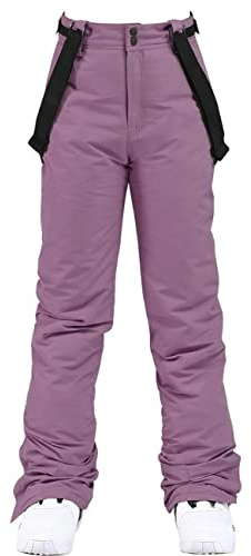 HOTIAN Pantalon de ski pour femme Imperméable et coupe-vent Pantalon de ski isolé pour l'extérieur Pantalon d'hiver chaud pour la planche à neige et le ski, violet, S