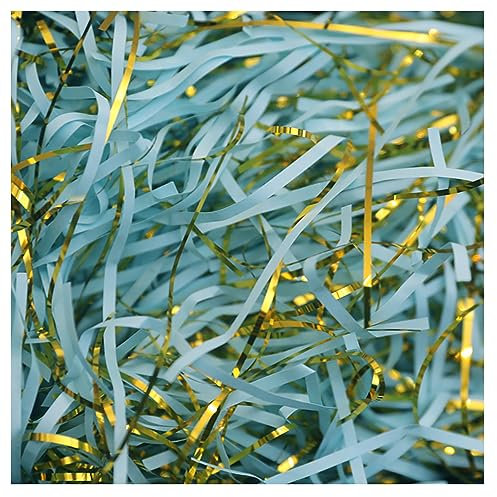 Egurs Geschreddertes Papier für Geschenkbox 500g Mischfarbe Füllmaterial Geschenkfüllung Papierschnitzel Verpackungsmaterial für Körbe Geschenkbox DIY Party Hamper Füllung Deko hellblau