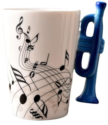 YEHEI 240 Ml Musik-Keramikbecher, Kreative Musik-Keramikbecher, Niedliche Kaffee-Tee-Milch-Tassen und Tassen mit, Neuheitsgeschenke, Trompete