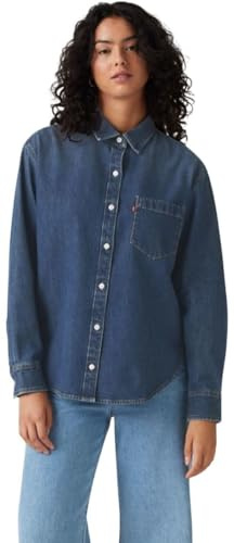 Levi's Mujer Camisa Vaquera Harlie de algodón con Cuello francés, Azul (Play Around), XS
