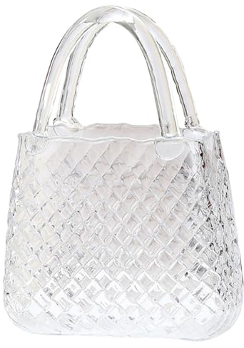 Glass Purse Vase Clear Purse Vase for Flowers 11.4x8.1x3.5'' Glass Handbag Decorative Flower for Centerpieces Wedding Table Decorations Transparent