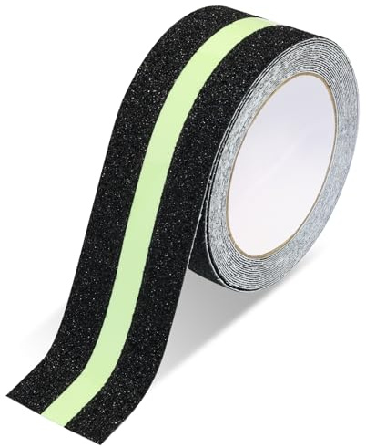 Storystore Antirutsch Klebeband, 5cm x 5m Fluoreszierendes Selbstklebend Antirutschband, Rutschfeste Leuchtband Klebeband Im Dunklen Leuchten Sicherheit für Treppen, Leitern und Rutschige Böden