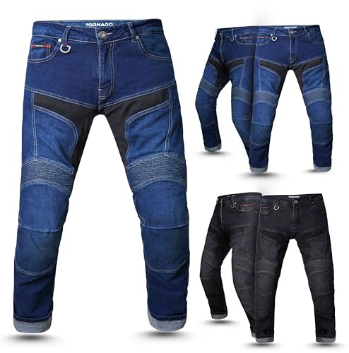 Tornado Durt Motorcycle Riding Jeans for Men | AA Rated CE Level 2 Armoured (Knee & Hip) | Reinforced Denim Biker Pants | Adjustable, Breathable, Reflective
