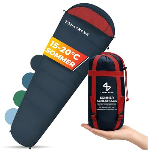 Zenacross Sacco a Pelo Estivo - Sacco a Pelo Compatto & Ultra Leggero (900g) per Campeggio, Attività all'aperto e Festival - Nero