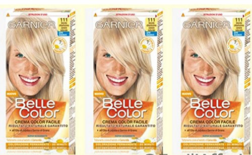 Garnier Belle Color Haarfarbe für Damen, 3 Stück, Farbe 111 Extra helles Aschblond