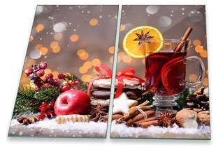 decorwelt | Herdabdeckplatten 2x30x52 cm Ceranfeldabdeckung 2-Teilig Universal Elektroherd Induktion für Kochplatten Herdschutz Deko Schneidebrett Sicherheitsglas Spritzschutz Glas Weihnachten