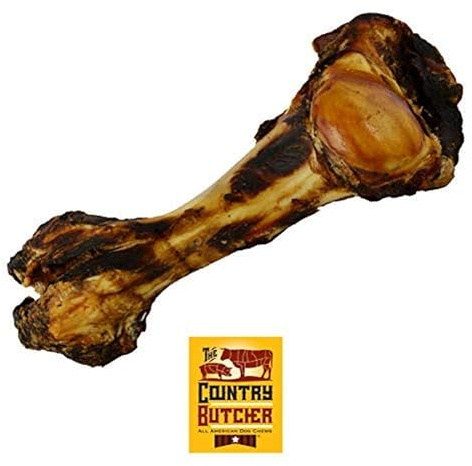 THE COUNTRY BUTCHER Giant Dog Bone - Long Lasting Chews for Aggressive Chewers, Medium & Large Breeds, Natural Beef Tough Chew Toy, Meaty Beef Bones for Dogs, Made in The USA, 1 Pack