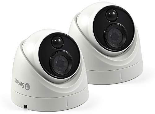 Swann Add-On DVR Dome Security Cameras with 4K Ultra HD Video, Indoor or Outdoor, Night Vision plus True Detect Heat & Motion Detection - 2 Pack, 4KDOMEPK2
