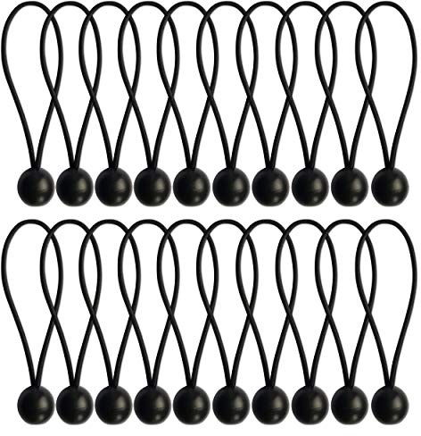Bungee Cords Set of 20 Pieces – 6 Inch Multifunctional Bungee Straps – Reusable Elastic Tarp Rope Ties – Heavy Duty Durable Construction – Ideal for Tents, Tarpaulin, Flag Poles. Set by MYPURECORE