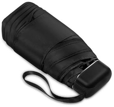 LEAGERA Mini Umbrella For Purse, Small Travel Umbrella Compact Waterproof Umbrellas for Light Rain, Suitable for Women Purse and Pocket,Black,1 Pack