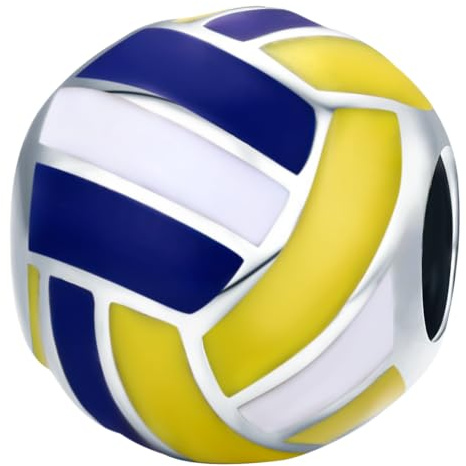 925 Charms in argento sterling per bracciali Pandora, sport pallavolo perline Charms gioielli regalo per le donne ragazze