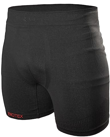 BIOTEX Boxer Seamless con Fondello Imbottito da Uomo per Ciclismo e Mountain Bike, Intimo Tecnico Sportivo, Nero, Taglia I (S/M)